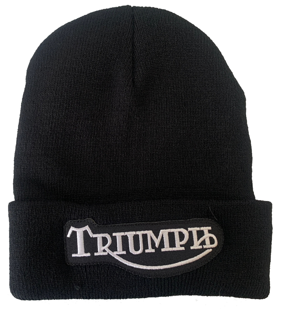 Triumph Black and White Logo Beanie with Embroidered Logo