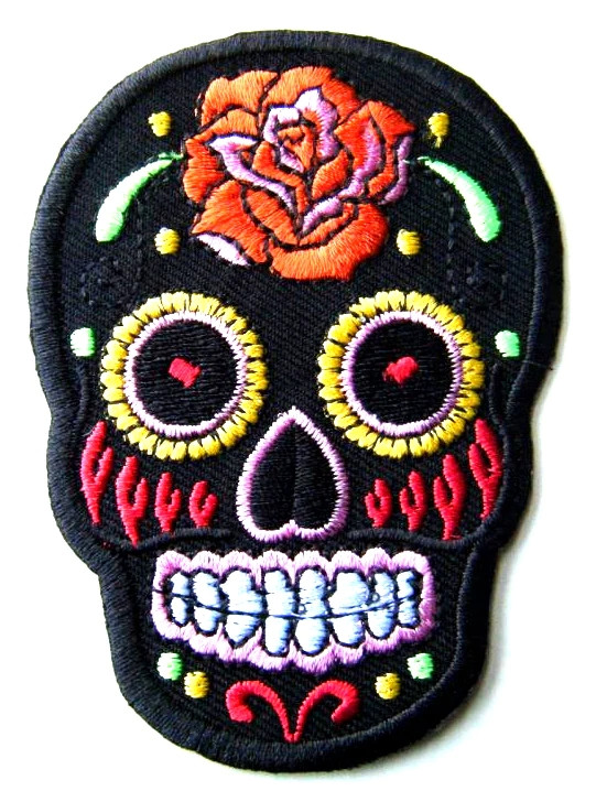 Dia De Los Muertos Candy Skull Patch - Black
