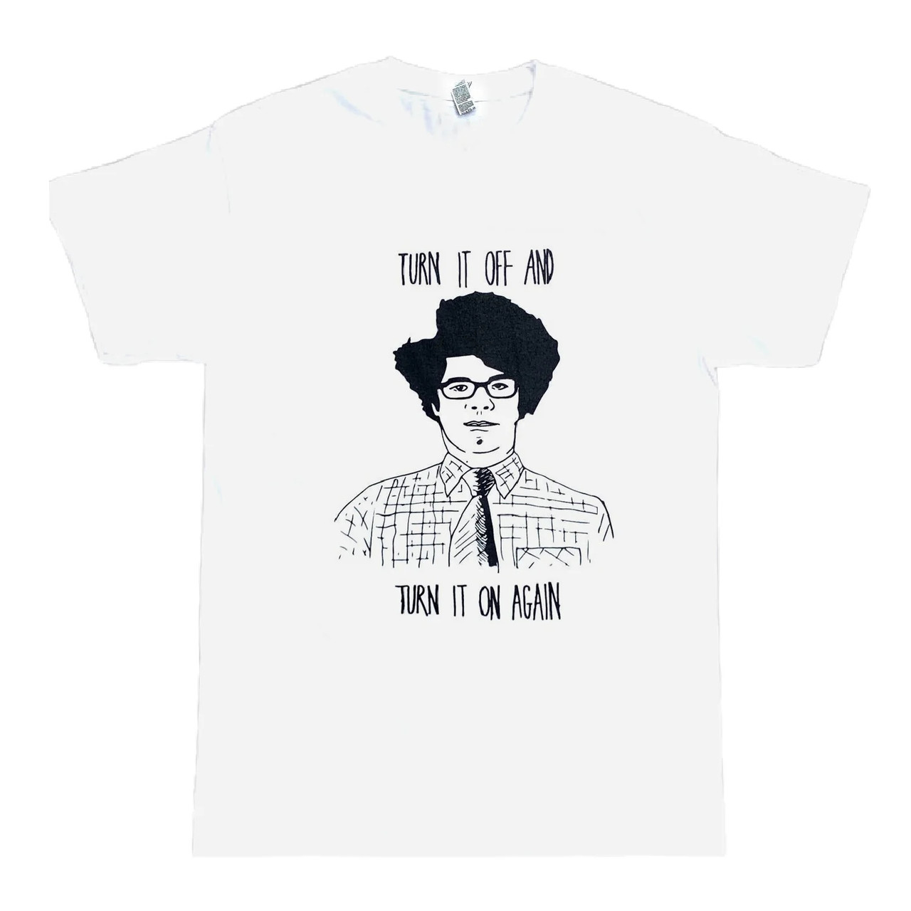 The IT Crowd Shirt - 'Turn it off and on again' - Available in Size S, M, L, XL, 2XL