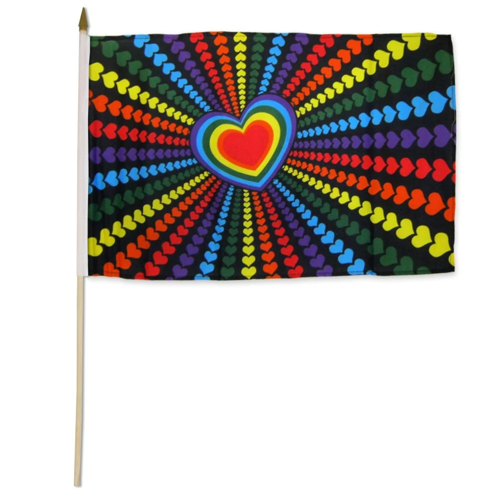 Rainbow Love Flag On Stick - 30cm x 45cm