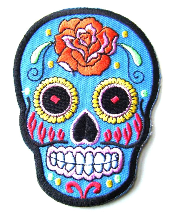 Dia De Los Muertos Candy Skull Patch - Blue
