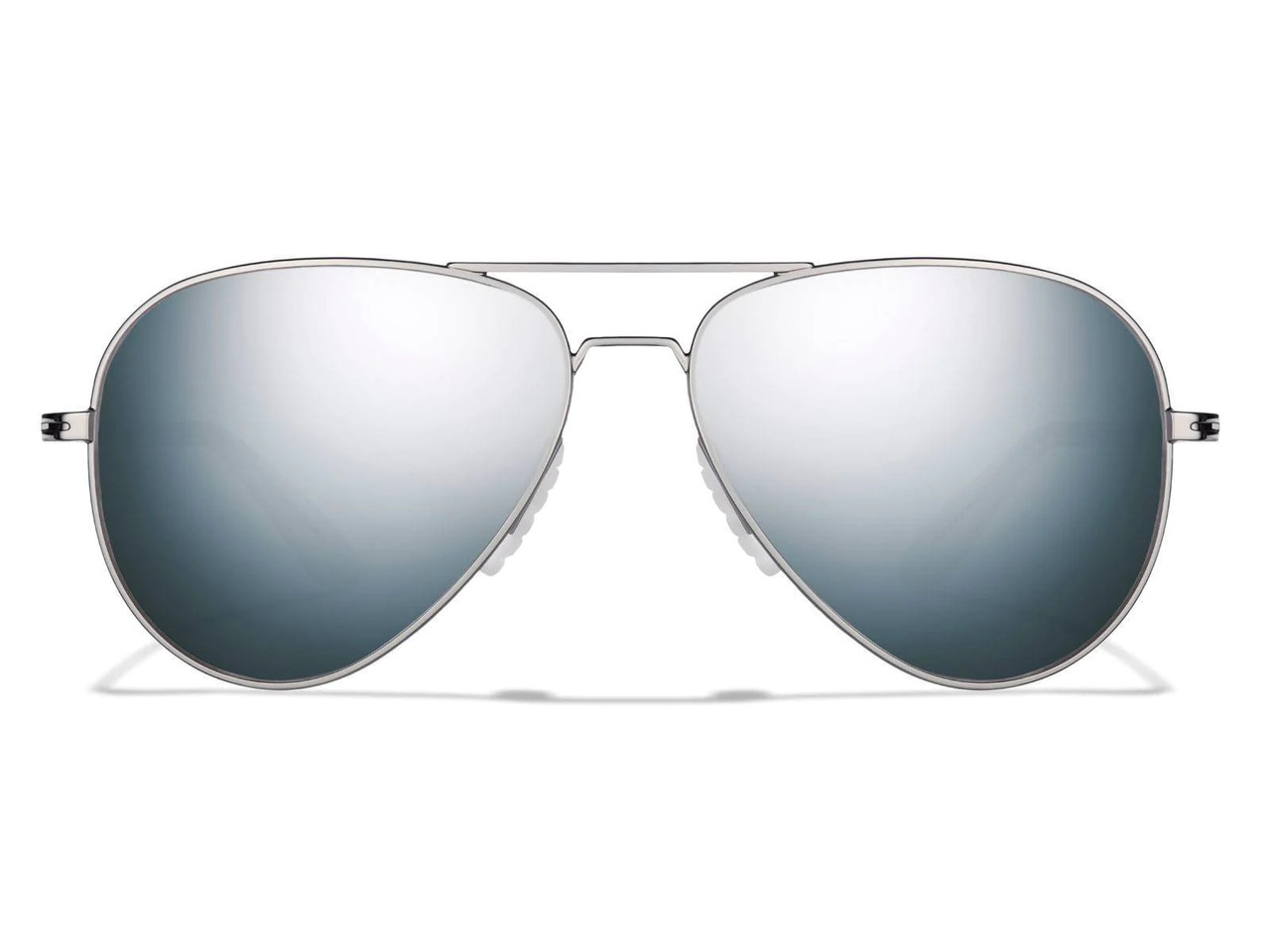 Aviator Sunglasses - Mirror Lens, Silver Frames