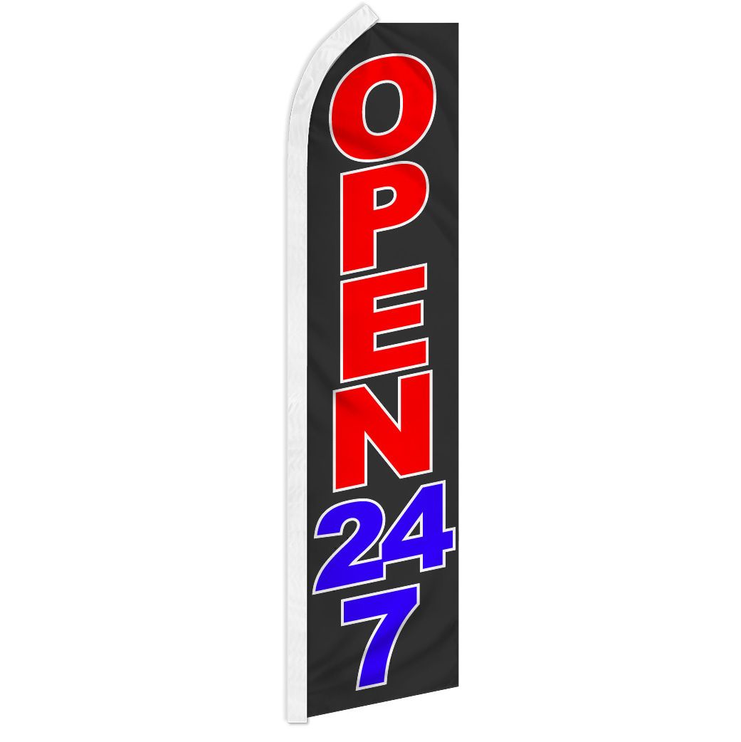 Open 24/7 - HUGE Advertising Flag