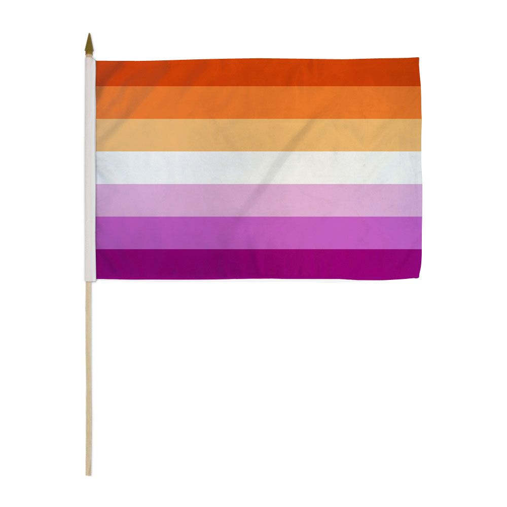 Lesbian Sunset Flag On Stick - 30cm x 45cm - LGBTQ Pride