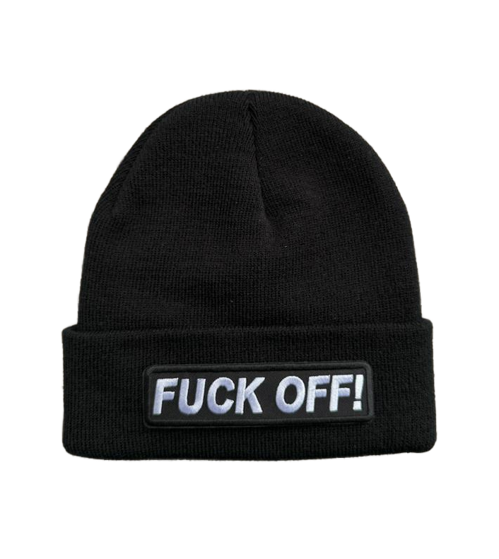 Fuck Off! Beanie with Embroidered Logo