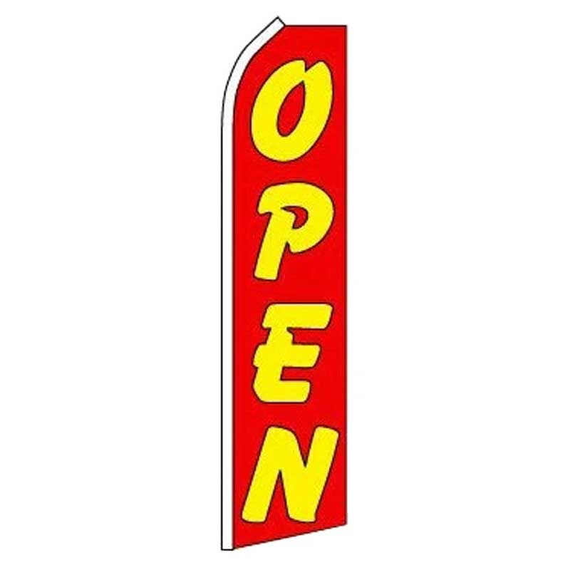 Open - HUGE Advertising Flag - Red and Yellow