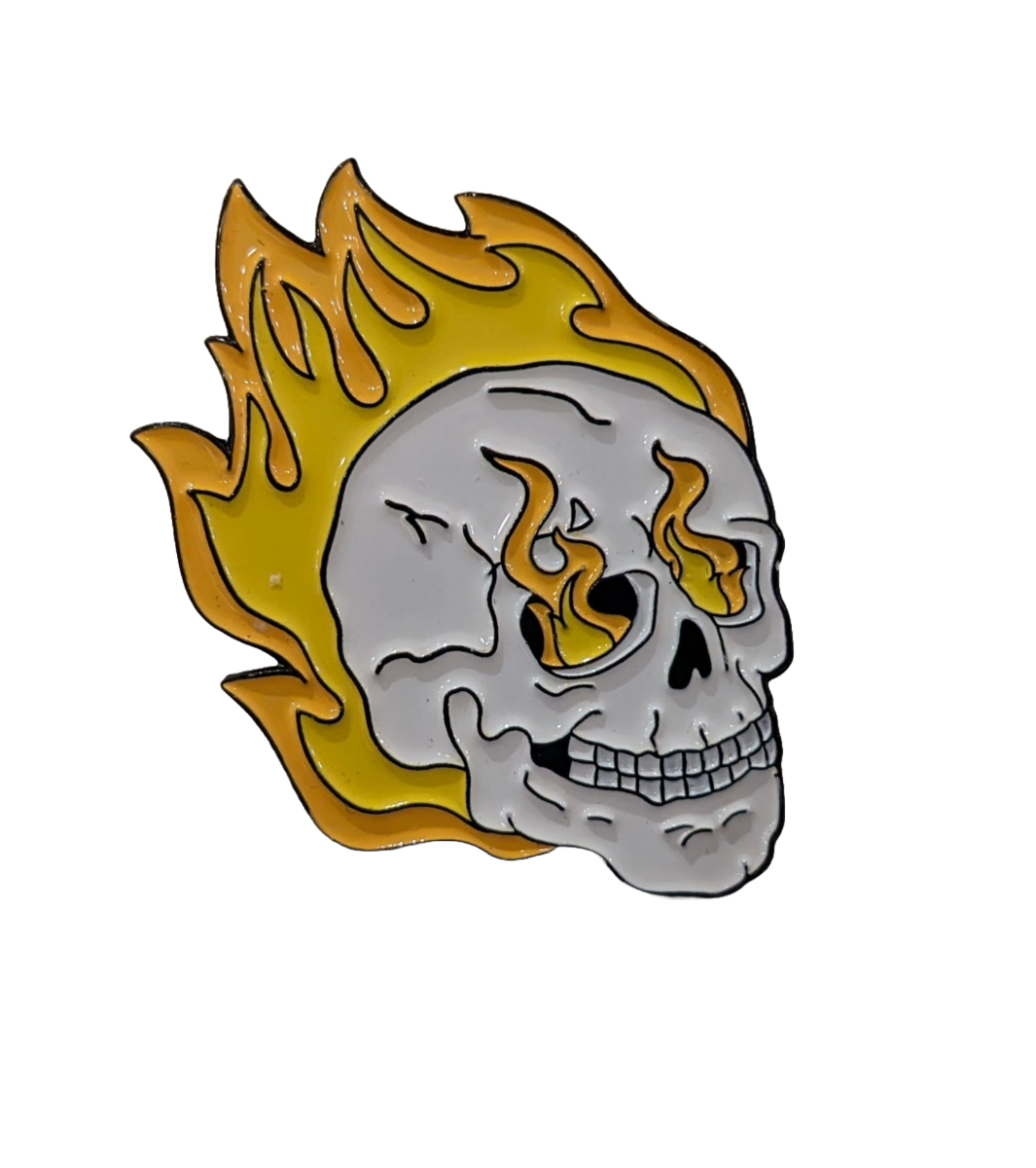 Flaming Skull Enamel pin/Badge