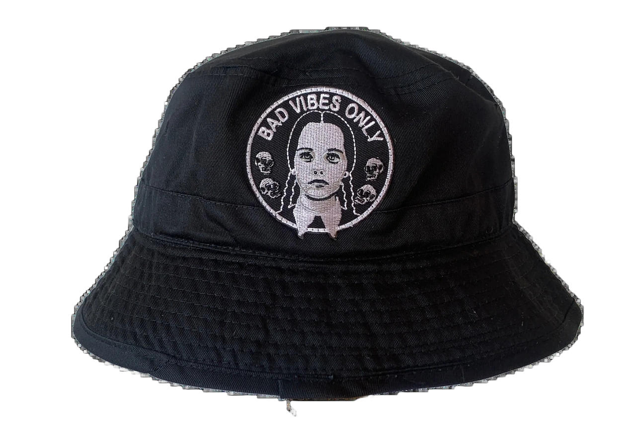 Bad Vibes Only Bucket Hat with Embroidered Logo