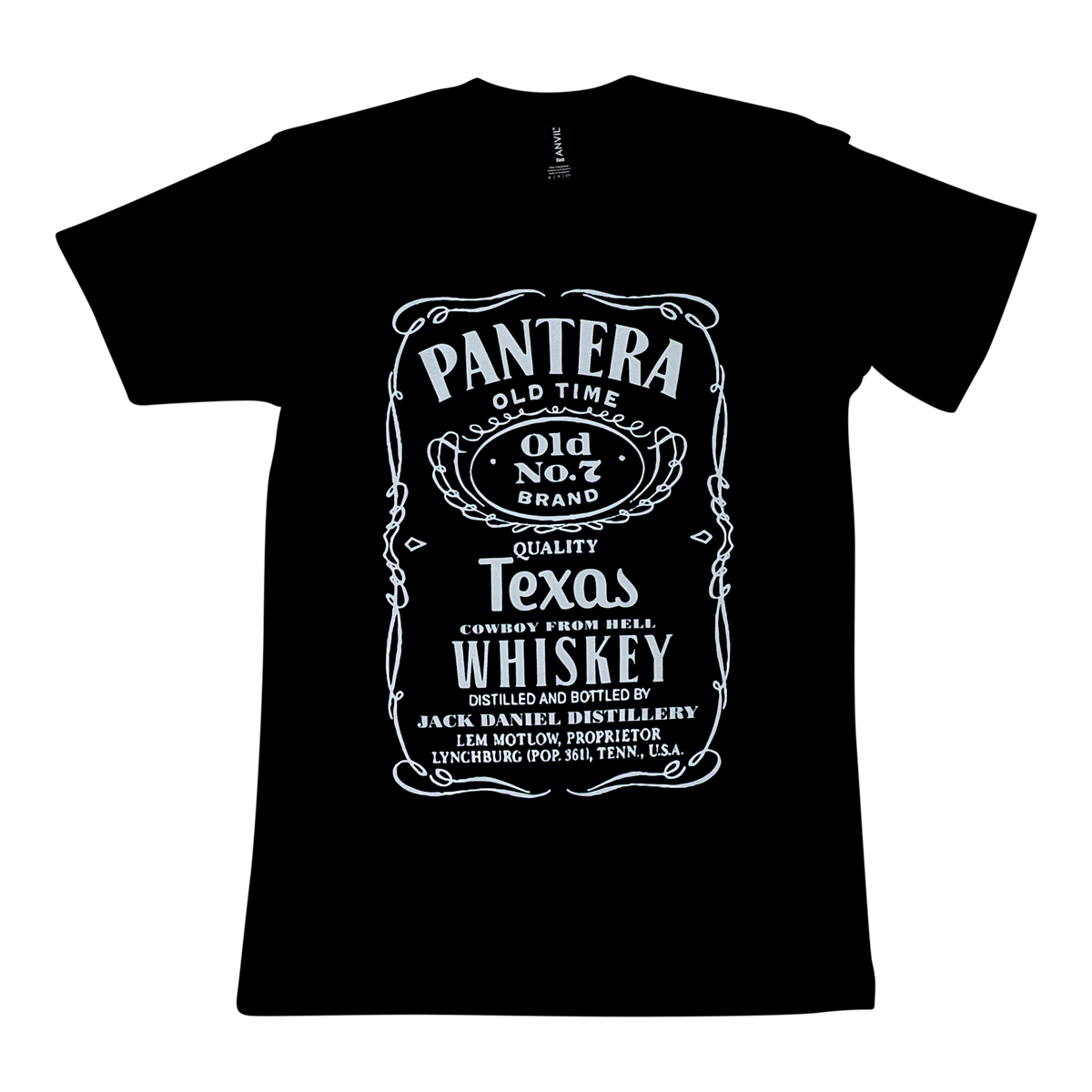 Pantera Shirt - Whiskey Logo - available in sizes S, M, L, XL, XXL, 3XL, 4XL, 5XL