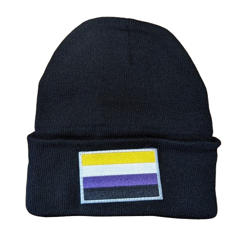 Non Binary Beanie with Embroidered Flag