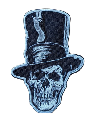 Skull With Top Hat Embroidered Patch