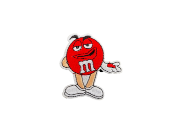 Red M & M Embroidered Patch