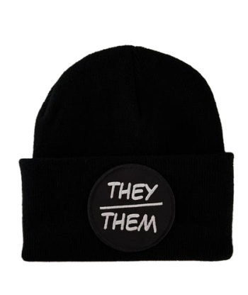 They / Them Pronouns Beanie with Embroidered Logo