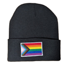 Progress Pride Flag Beanie with Embroidered Logo - LGBTQ Pride