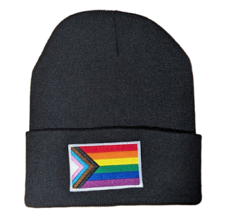 Progress Pride Flag Beanie with Embroidered Logo - LGBTQ Pride