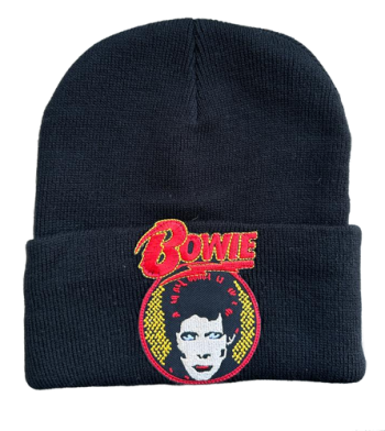 David Bowie Beanie with Embroidered Logo-1