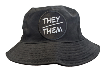 THEY/THEM Pronoun Bucket Hat with Embroidered Logo