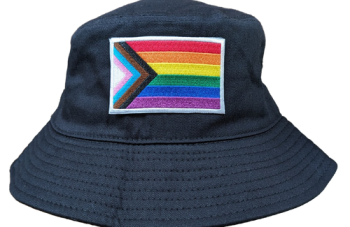 Progress Pride Flag Bucket Hat with Embroidered Logo - LGBTQ Pride