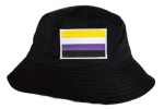 Non Binary Nonbinary Flag Bucket Hat with Embroidered Logo - LGBTQ Pride