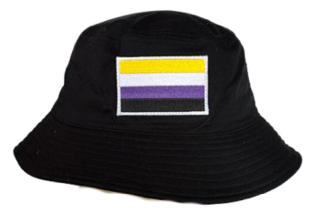 Non Binary Nonbinary Flag Bucket Hat with Embroidered Logo - LGBTQ Pride