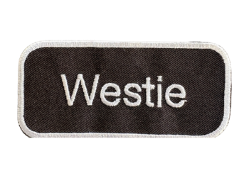 Westie' Biker Iron On Embroidered Patch