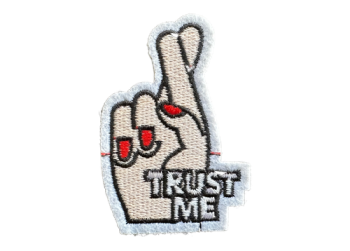 Trust Me' Crossed Fingers Embroidered Patch