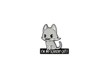 Scaredy Cat Enamel Pin / Badge