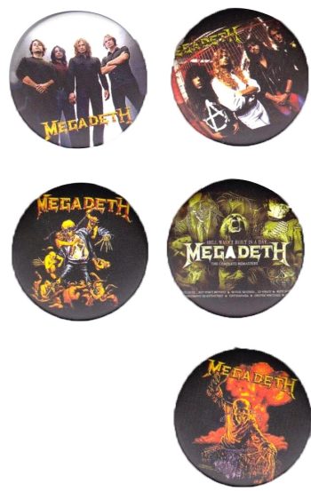 Megadeth Badge Button Set  #1- 5 badges!