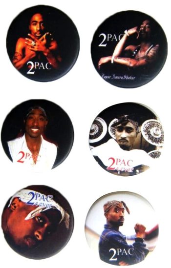 Tupac Badge Button Set #2 - 6 badges!