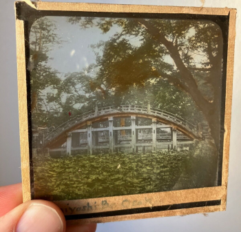 Antique Magic Lantern Glass Slide, Sumiyoshi Bridge at Osaka