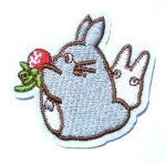 Totoro Embroidered Patch - with rose