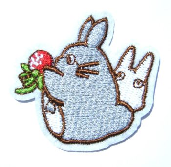 Totoro Embroidered Patch - with rose