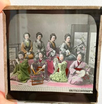 Antique Magic Lantern Glass Slide, Japanese Geisha Group