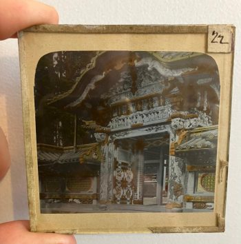 Antique Magic Lantern Glass Slide - Japanese Temple 