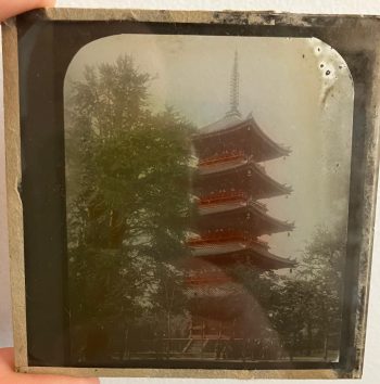 Antique Magic Lantern Glass Slide - Pagoda 