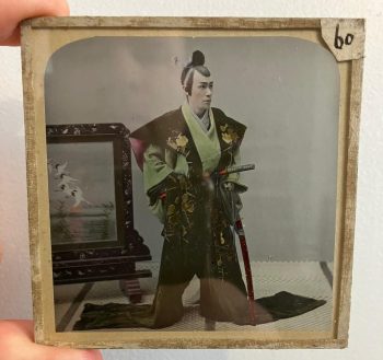 Antique Magic Lantern Glass Slide - Samurai Warrior