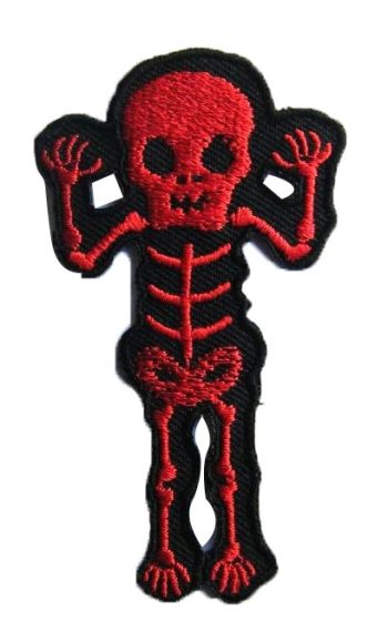 Skeleton Embroidered Patch - Red