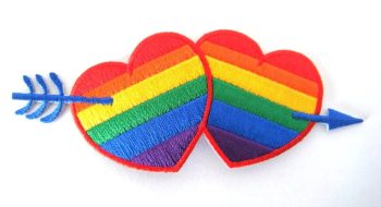 Rainbow / Gay Love Hearts Embroidered Patch