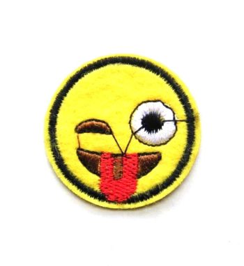 Winking Emoji Embroidered Patch - Mini