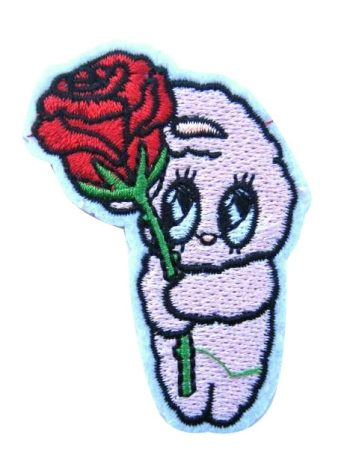 Cute Bunny with Rose Embroidered Patch