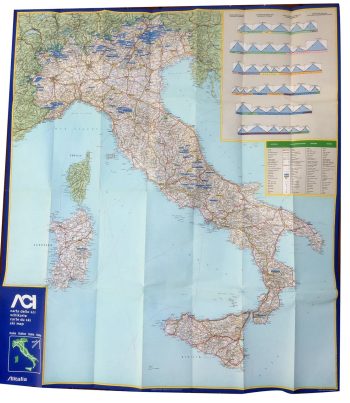 Vintage Map of Skifields in Italy- m38
