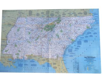 Large Vintage Map of The Southeast USA   - National Geographic - m84