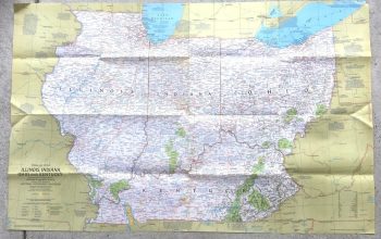 Large Vintage Map of The Midwest USA  - National Geographic - m88
