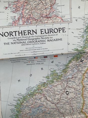 Vintage Map of Northern Europe - National Geographic - m100