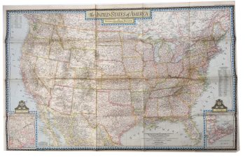 Large Vintage Map of The USA  - National Geographic - m140