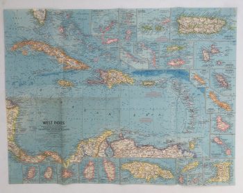 Large Map of The West Indies - National Geographic - m141