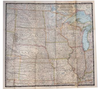 Vintage 1948 Map of The North Central USA - National Geographic - m142