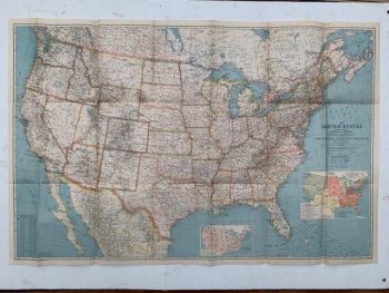 Vintage Map of United States, Canada and Mexico  - National Geographic - m153