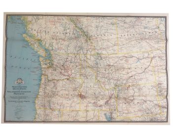 Large 1941 Vintage Map of The Northwestern USA  - National Geographic - m178