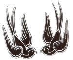 Embroidered Swallow Patches -Set of 2- Black & White